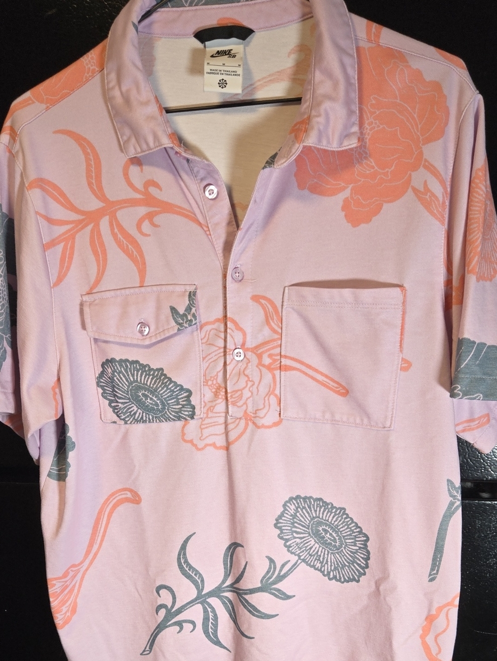 Nike Sb Men’s Pink Floral Polo Shirt Size M